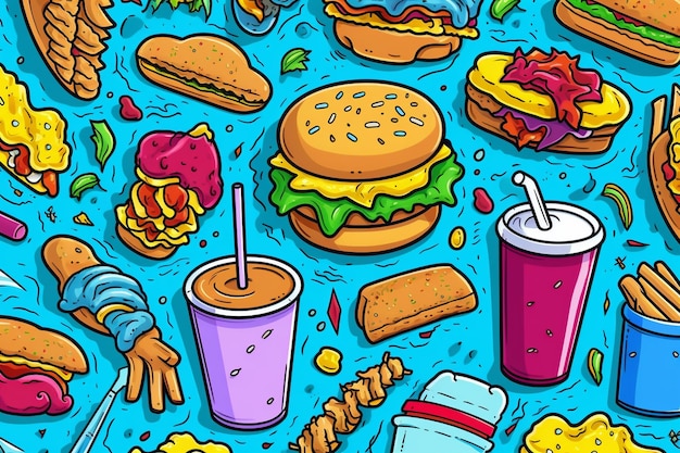 Background with fast food