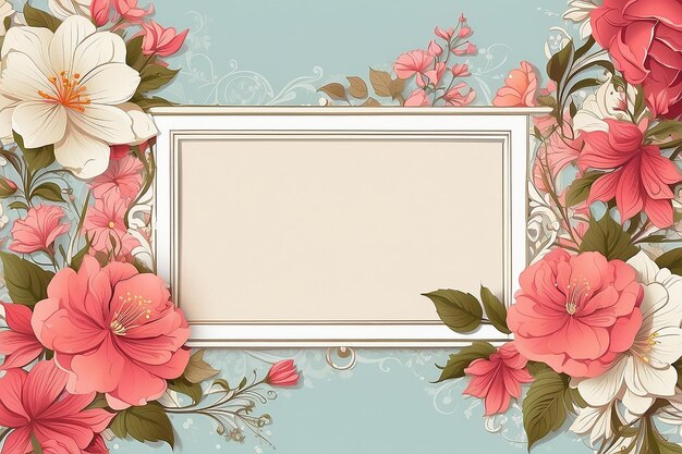 Background with frame and flowers Vector