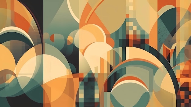 Background with geometric shapes and muted colors digital art illustration