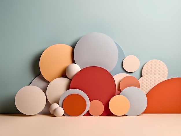 Background with geometric shapes red and orange circles for presentation Abstraction paper style