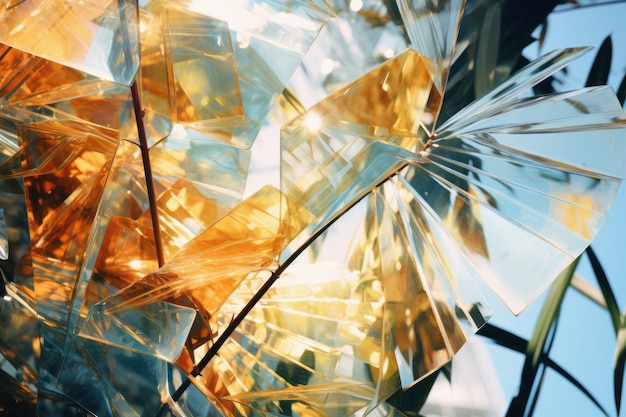 Background with glass shards and sunlight