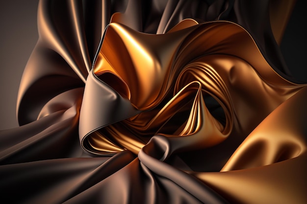 A background with gold and brown silk fabric ai generated artwork