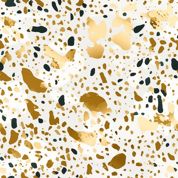 A background with gold and green spots and bubbles.