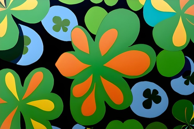 Background with green clover leaves for Saint Patricks day Shamrock fortune symbol Generative AI