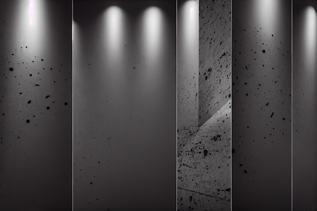 기하학적 요소가 있는 회색 콘크리트 벽의 현대적인 질감이 있는 배경
