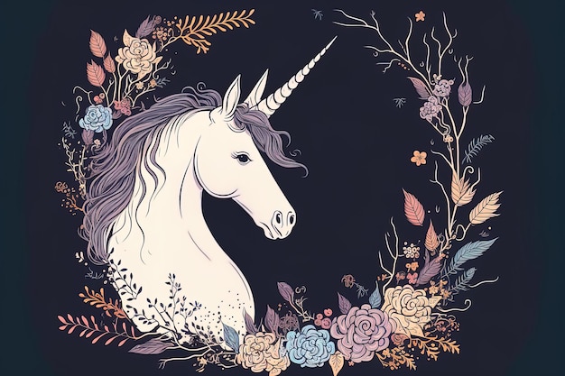 Background with a hand drawn unicorn