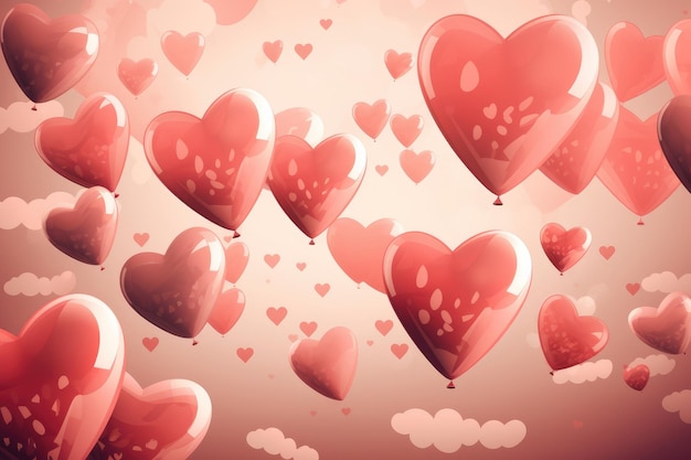 Background with heart balloons generative ai