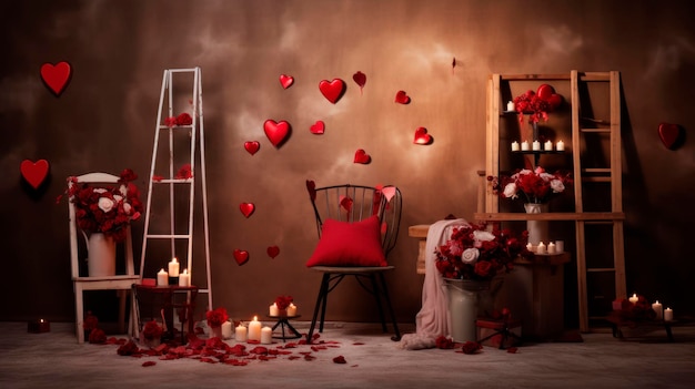 Photo background with hearts and love