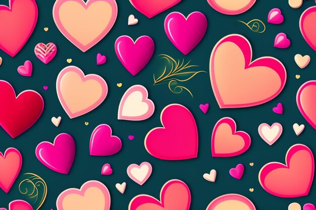 A background with hearts and the word love on it