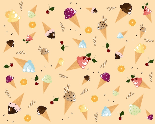 Premium Photo | Background with ice cream cones