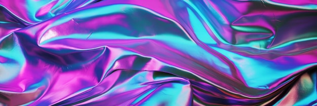 Background with iridescent holographic color effect wrinkled foil Generative AI