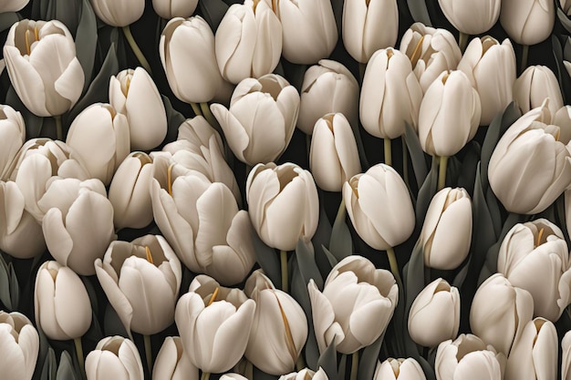 background with many white tulips