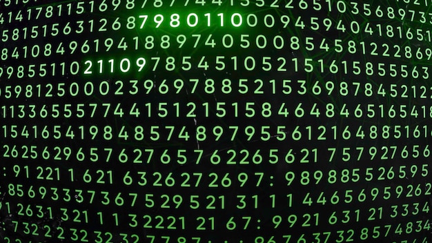 Background with matrix numbers appearing and glow motion numeric background with changing and