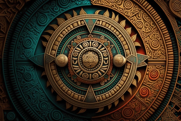 Background with Mayan patterns adornments background Generative AI