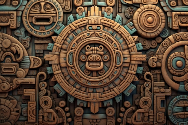 Background with mayan patterns culture and history concept Generative AI