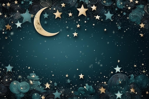 Background with moon and stars with copy space