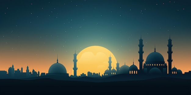 Background with Mosque Illustration Banner