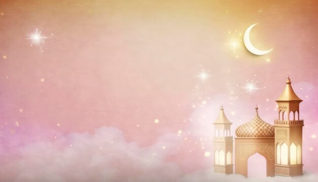 A background with a mosque and the text ramadan