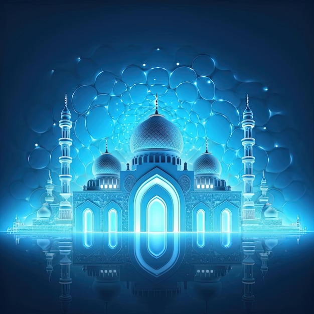 a background with mosques and night lights