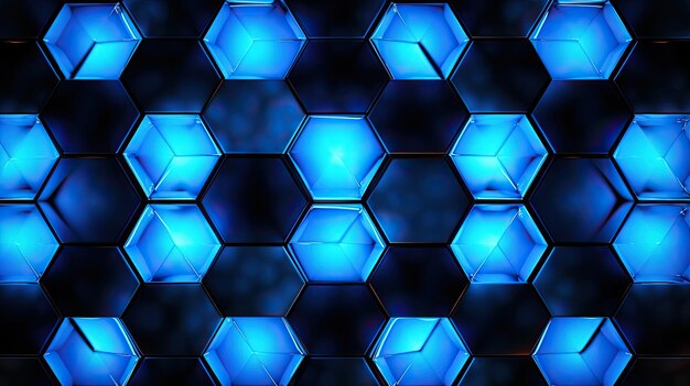 Photo a background with neon blue diamonds arranged in a honeycomb pattern