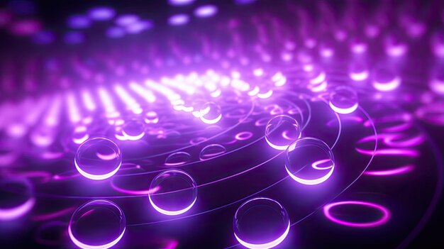 Background with neon purple circles arranged in a repeating pattern with a motion blur effect and