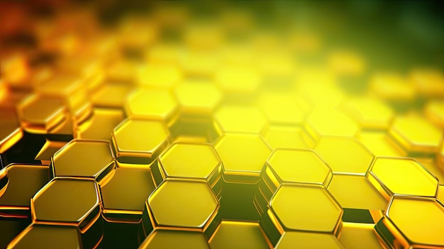 A background with neon yellow circles arranged in a honeycomb pattern with a bokeh effect and a