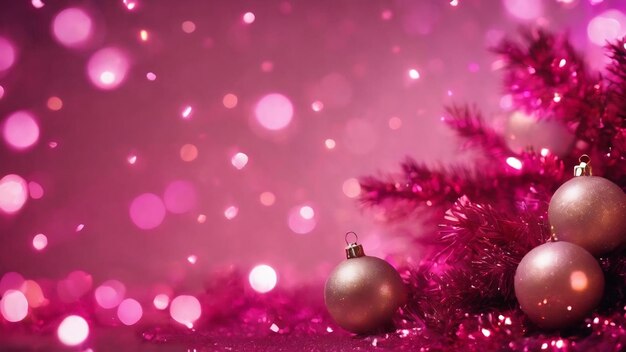 Background with pink christmas bokeh bright shining lights christmas magic background with bokeh