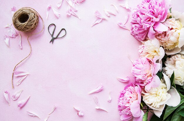 Background with pink peonies