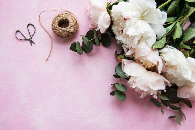 Background with pink peonies