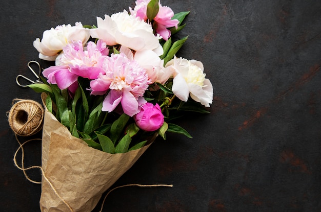 Background with pink peonies