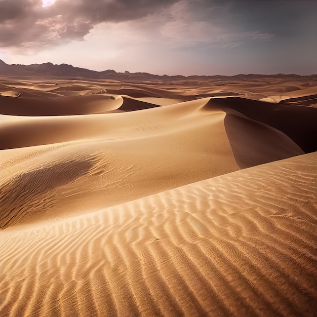 Background with realistic sand dunes Dry hot climate arid environment concept