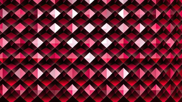 写真 万華鏡効果と色を持つ市松模様に配置された赤いダイヤモンドの背景