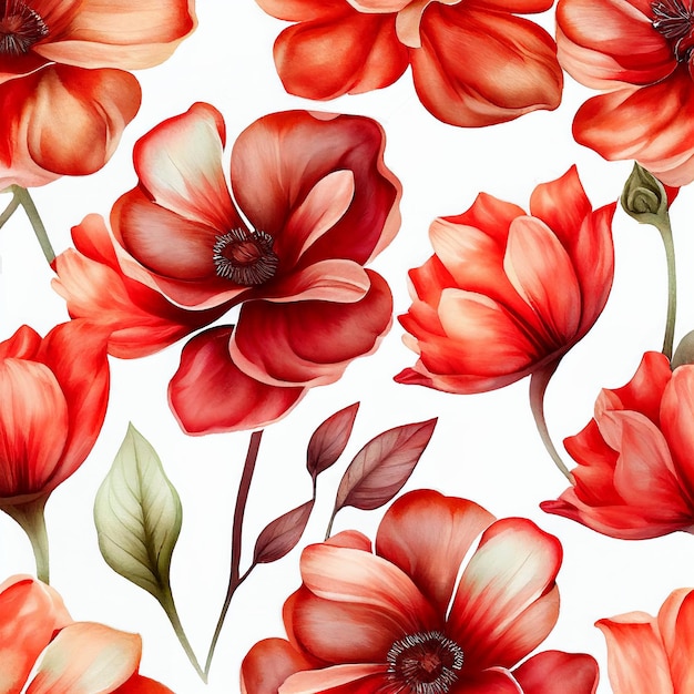 Background with red flowers Generative AI