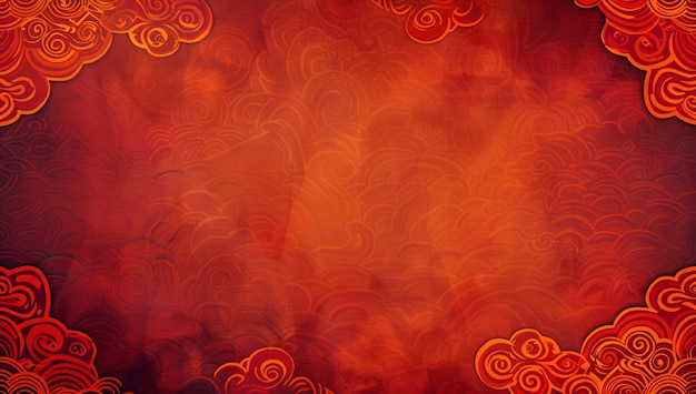 빨간색과 오렌지색 패턴을 가진 배경 축제 중국 전통 파동 패턴 배경 창조