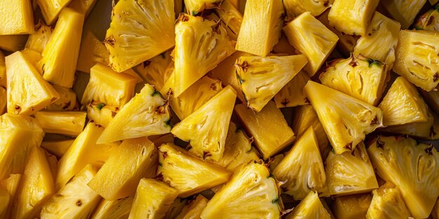 Foto sfondio con pezzi di ananas succosi maturi frutti dolci esotici estivi