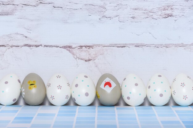 Background with row of decorated eggs