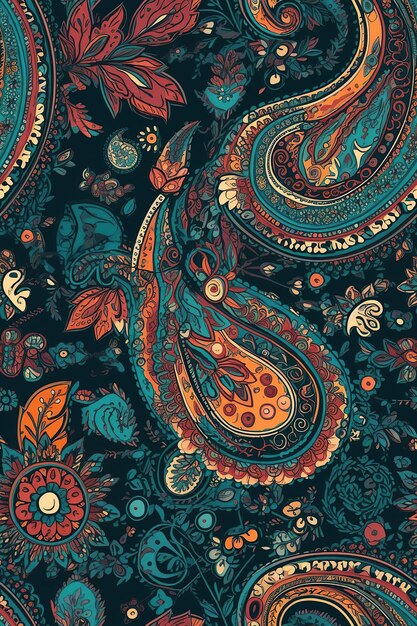 background with seamless paisley pattern indian traditional oriental ornament Bright multicolored texture decor for fabric and textiles