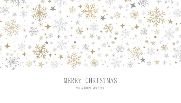 background with snowflakes and a congratulatory inscription merry christmas and happy new year.