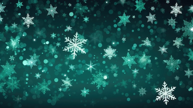 Background with snowflakes in Emerald color