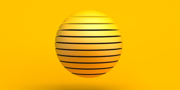 Background with sphere of lines. abstract yellow composition. 3d illustration. banner