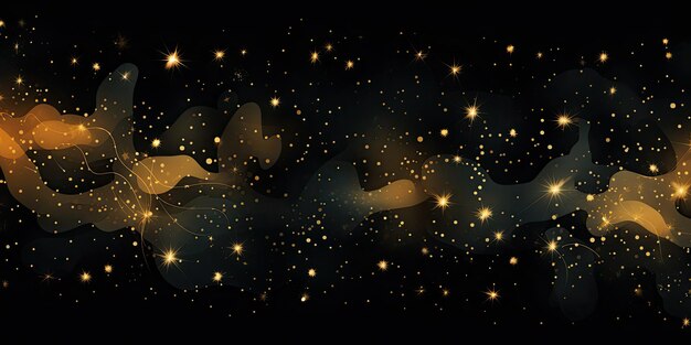 background with stars in gold in the style of light black