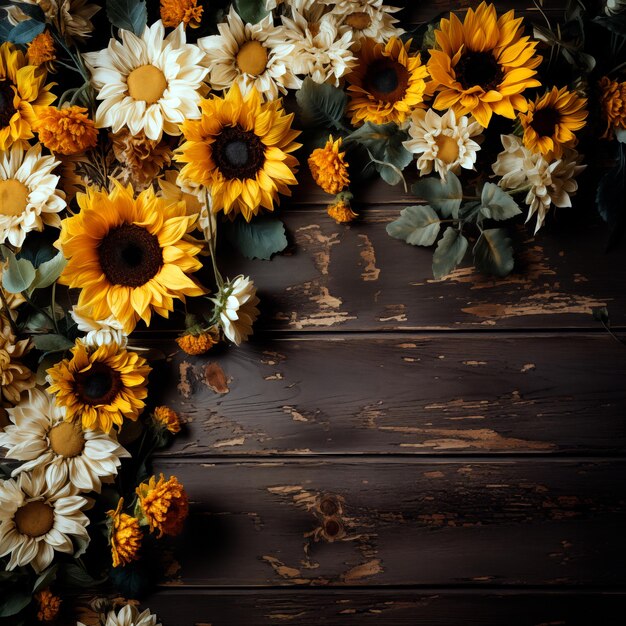 Photo background with a tree on which there is a sunflower