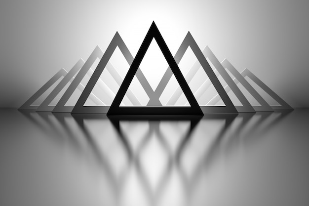 Photo background with triangles over mirror floor