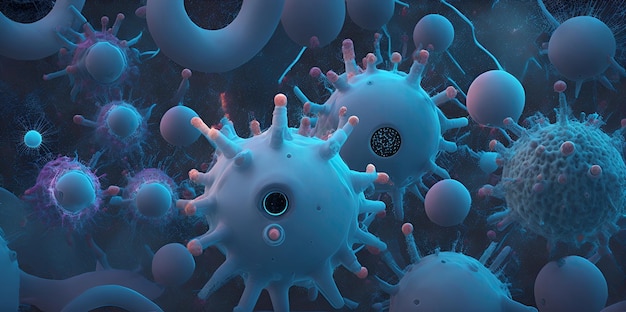 Background with viruses 3D illustration of an organism