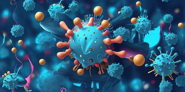 Background with viruses 3D illustration of an organism