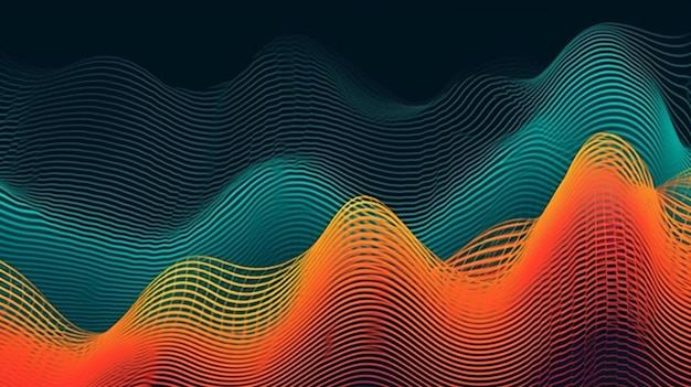 A background with a wave and lines in red and green