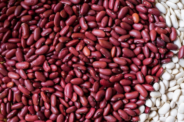 Background with white and red beans.