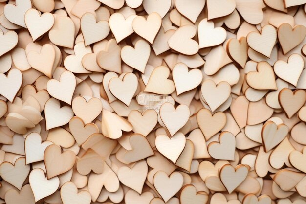 background with wooden hearts