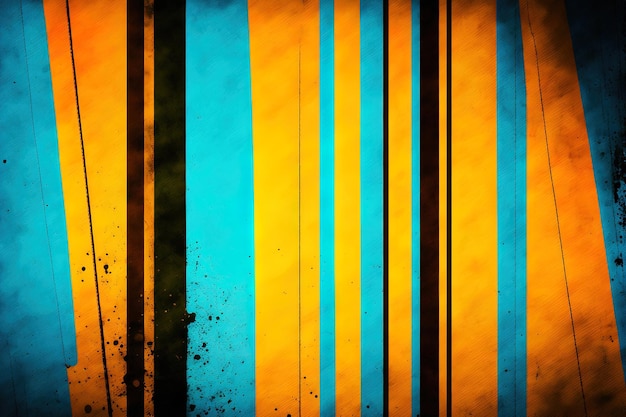 Background with yellow orange and blue stripes is grimy