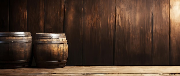 Photo background of wooden barrels